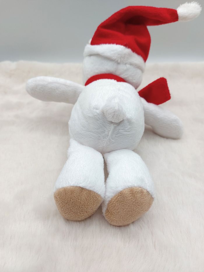 Doudou peluche ours polaire blanc bonnet Noël 24 cm KINDER Ferrero écharpe rouge - photo numéro 3