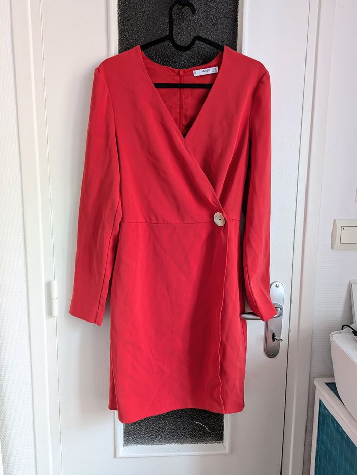 Robe mango rouge rose tailleur chic taille 36