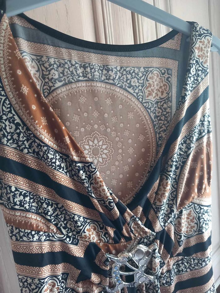 Débardeur à motifs marron, noir et beige - photo numéro 5