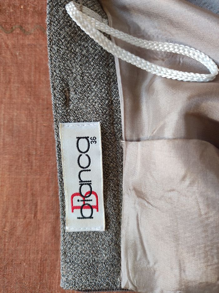 Jupe en laine vierge Bianca beige taille 36 - photo numéro 5