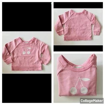 Sweat légèr fille rose bonpoint 6 mois motif cerise