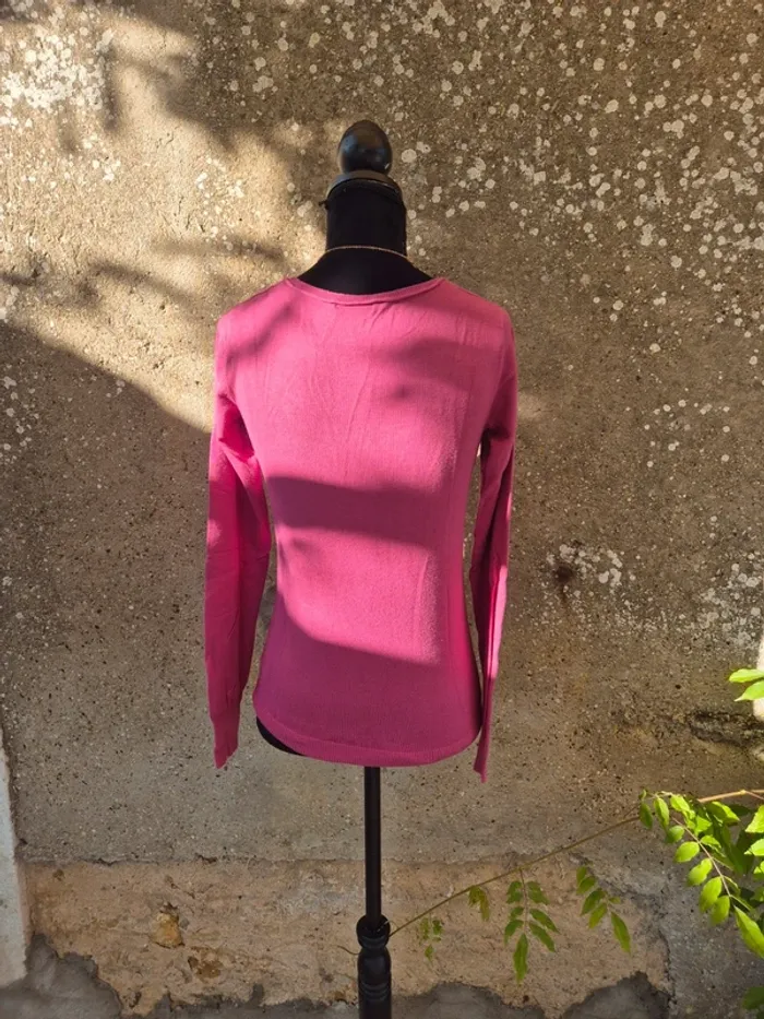 Top en mailles Phildar rose T.38 - photo numéro 2
