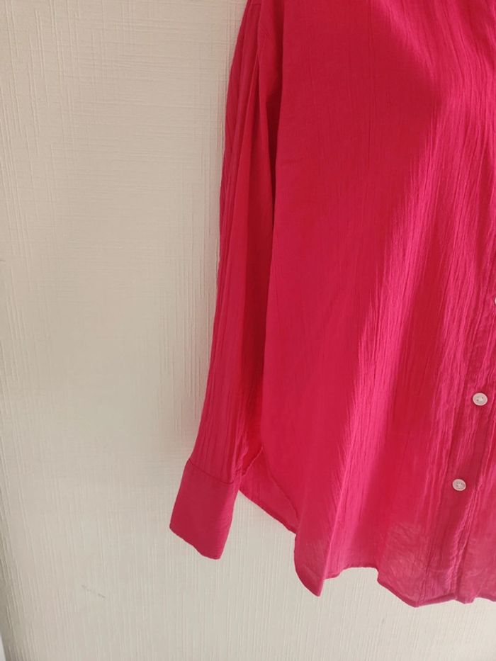 Chemise oversize effet gaze de coton rose framboise H&M XS - photo numéro 5