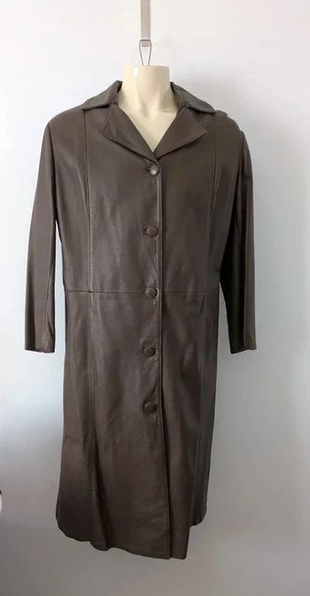 Manteau long en cuir Vintage - Créations Leather men - taille L