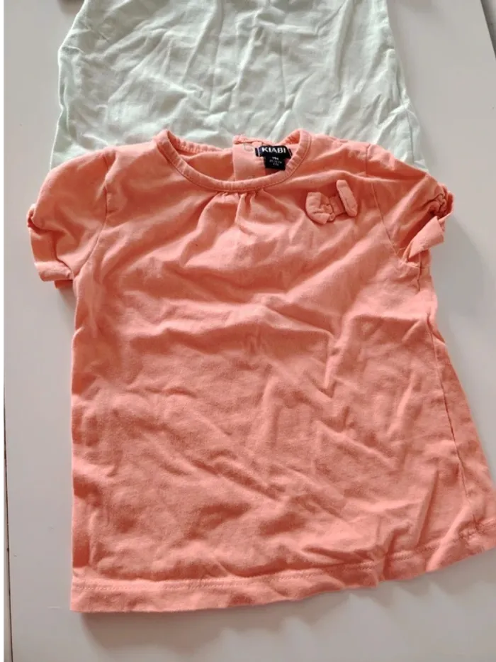 Lot de 2 deux t-shirt manches courtes avec petit nœud 9 mois - photo numéro 2