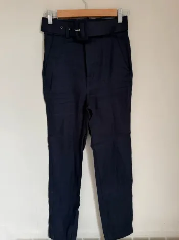 Pantalon lin marine Zara