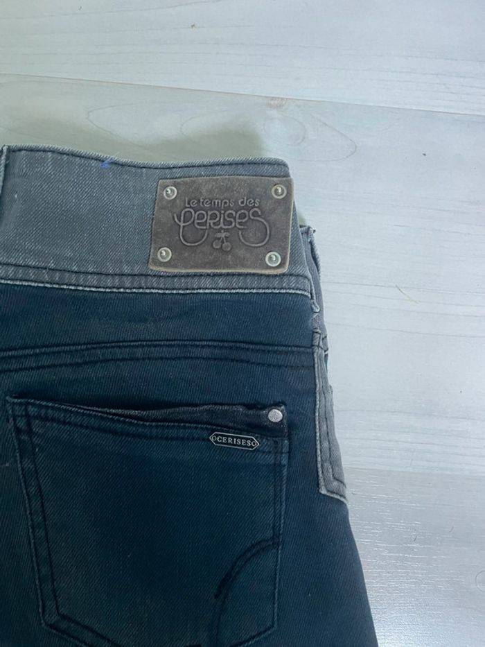 Superbe jean Le Temps des Cerises - tricolore  Noir & Gris Fonce & bleu - Taille 26 - photo numéro 2