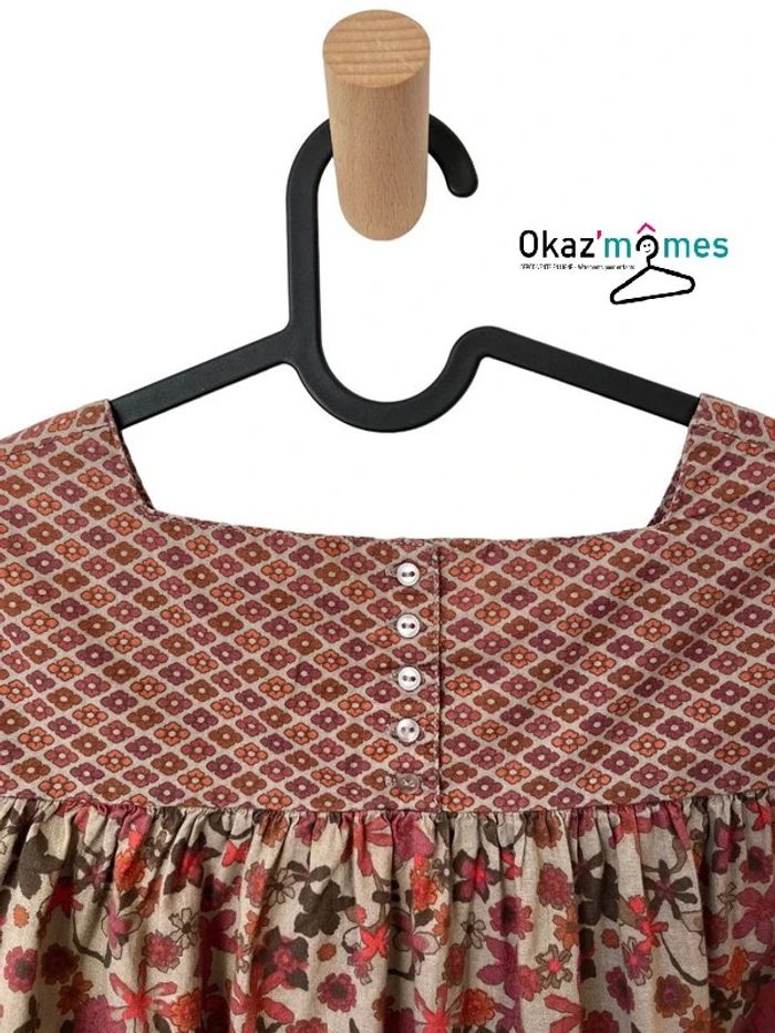 Blouse marron fleurie à manches longues - Okaïdi 10 ans (138cm) - photo numéro 4