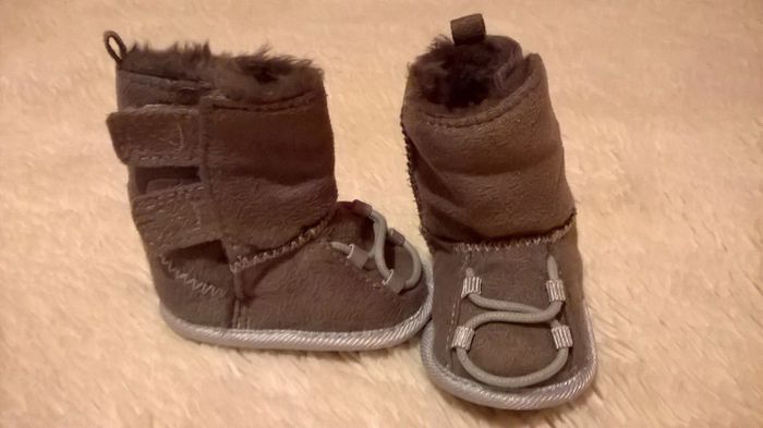 Bottes d'hiver 👢bébé mixte 1 /3 mois unisexe grise et turquoise fourrées bien chaudes - photo numéro 3