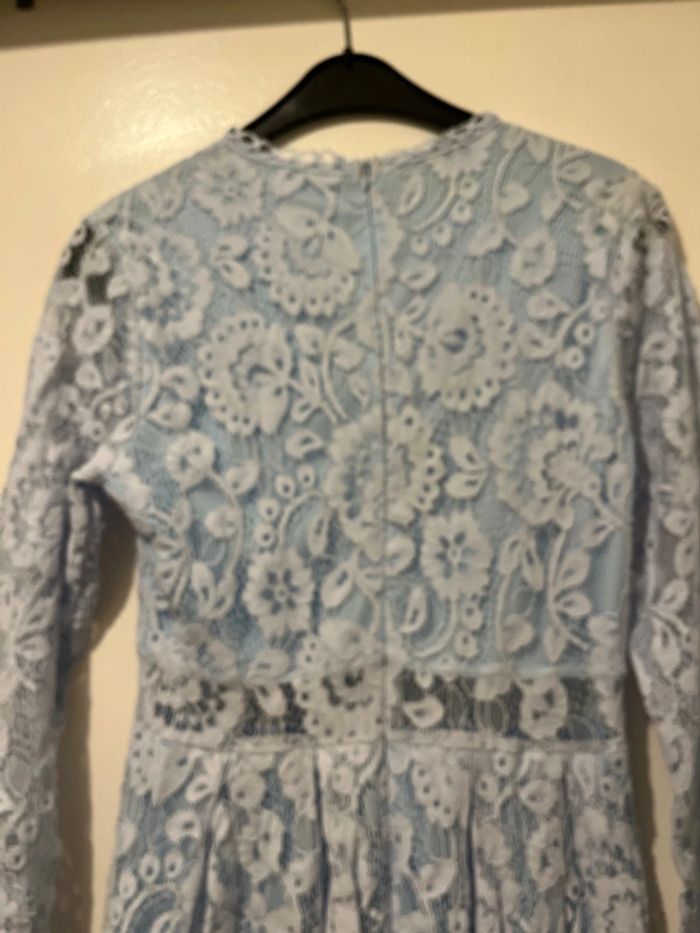 Magnifique robe bleue dentelle S manches longues doublée - photo numéro 8