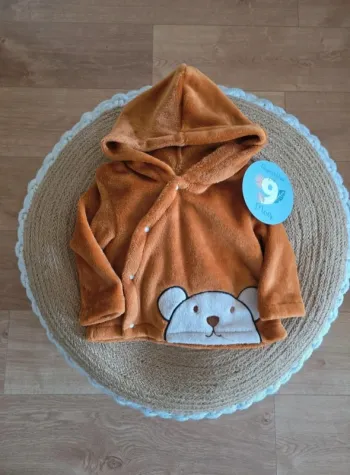 Gilet à capuche ourson tout doux