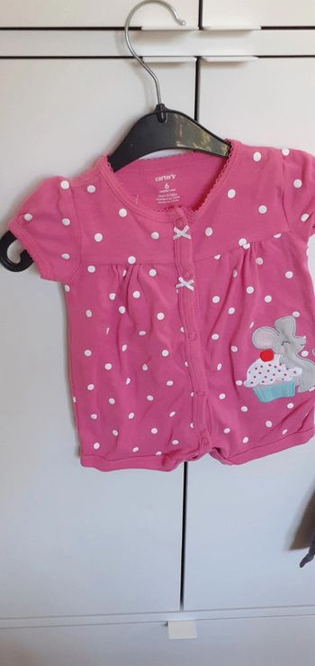 Barboteuse  combishort rose pois blanc