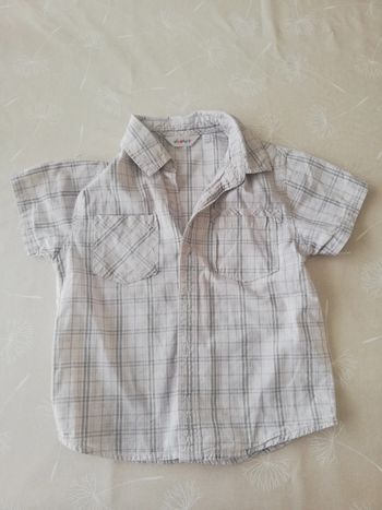 Chemise blanche à carreaux gris manches courtes kidkanai 4 ans