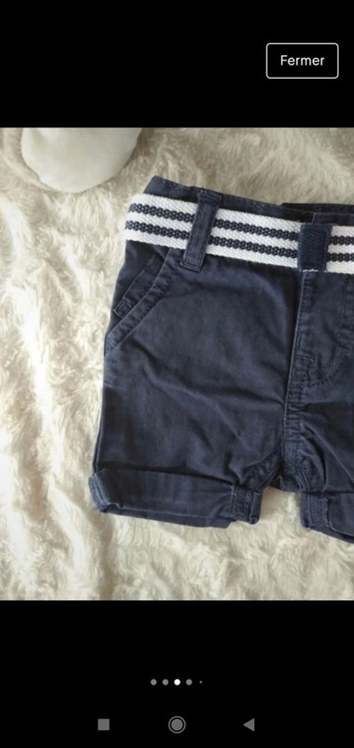 Short Garçon 6 mois avec ceinture Petit Pirate Gémo 100% coton - photo numéro 3