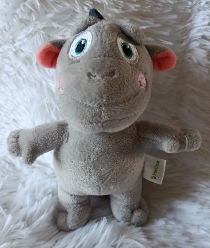 Doudou peluche dinosaure gris ,rose- Helios 17 cm - photo numéro 1
