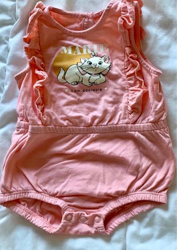 Barboteuse bébé fille 6 mois – Disney Marie Aristochats – été rose