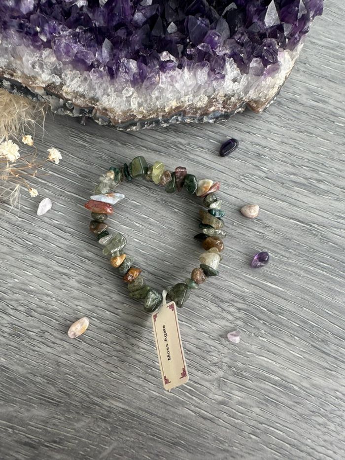 Bracelet en agate mousse d’Uruguay - Pierre véritable