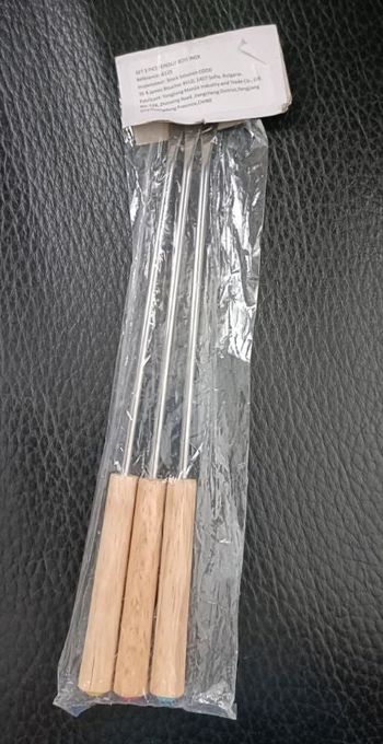 3 fourchettes pour fondue en bois et inox