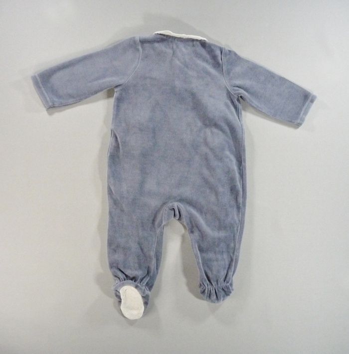 Pyjama dors-bien grenouillère velours bleu gris lapin Tape À L'oeil 6 mois 68 cm garçon - photo numéro 4