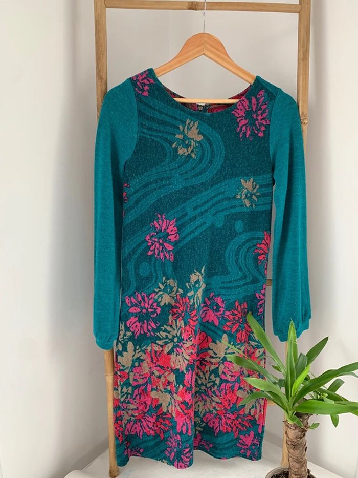 Robe La Fiancée du Mekong rose et bleu clair taille S
