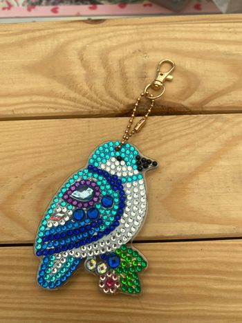 Porte clé recto/verso oiseau 🐦 en Diamond painting