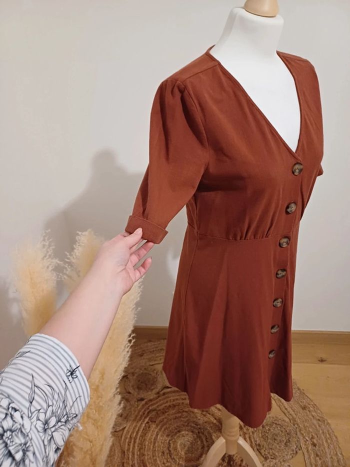 Robe boutonnée couleur rouille Gina Tricot taille S 36 - photo numéro 6