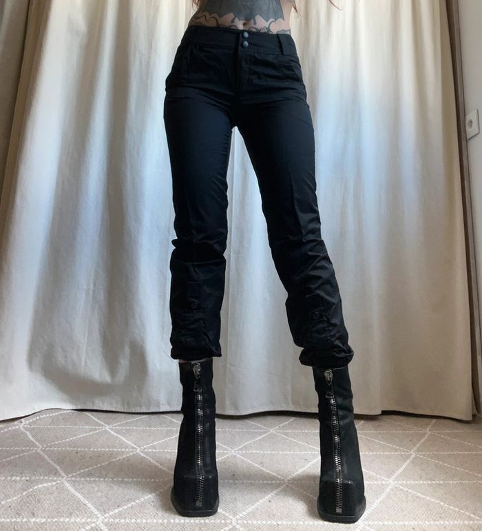 Pantacourt noir Avant Garde Industrial Goth vintage y2k - Taille M - photo numéro 2