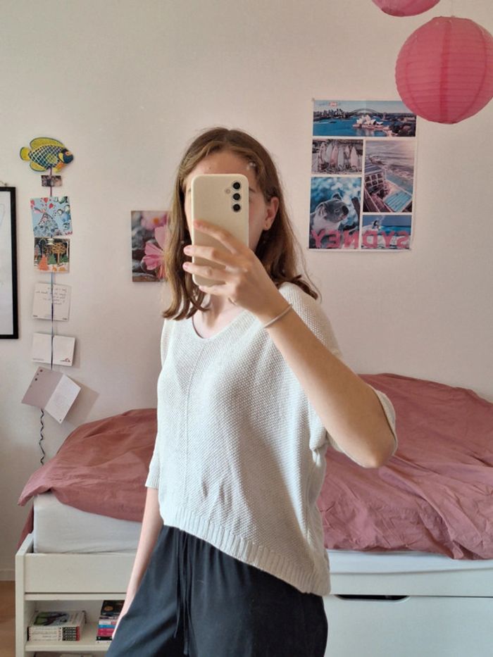 Haut pull beige pailleté femme M 38 - photo numéro 2