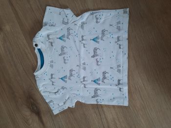 T-shirt blanc à manches courtes imprimés noir et bleu Orchestra 12 mois