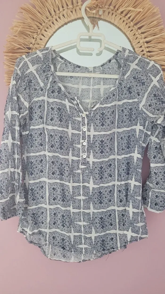 Blouse bleue imprimé - photo numéro 2