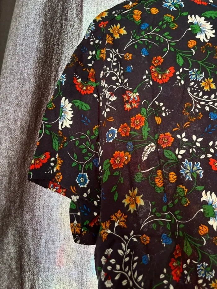 Teeshirt bleu nuit à fleurs - photo numéro 2