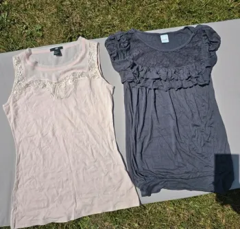Lot de 2 tops débardeurs tee shirt taille s camaieu h&m dentelle