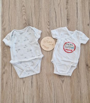Lot 2 bodies manches courtes bébé 3mois