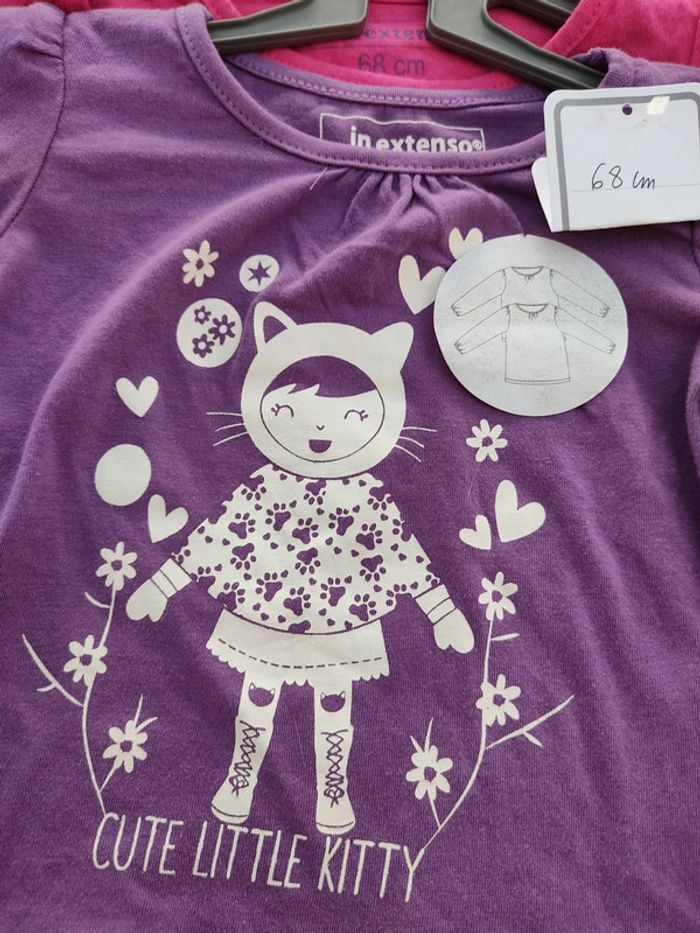 Lot de 2 Tee-shirt manches longues 6 mois NEUF - photo numéro 2