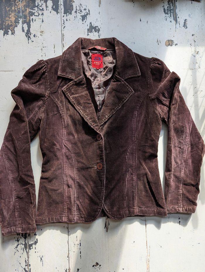 Veste blazer en velours côtelé marron – Only Jeans (L) - photo numéro 4