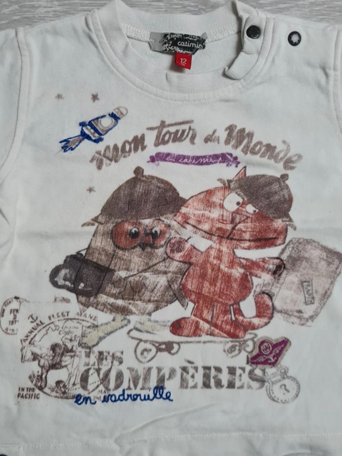 Tee shirt manches longues crème Catimini 12 mois - photo numéro 2
