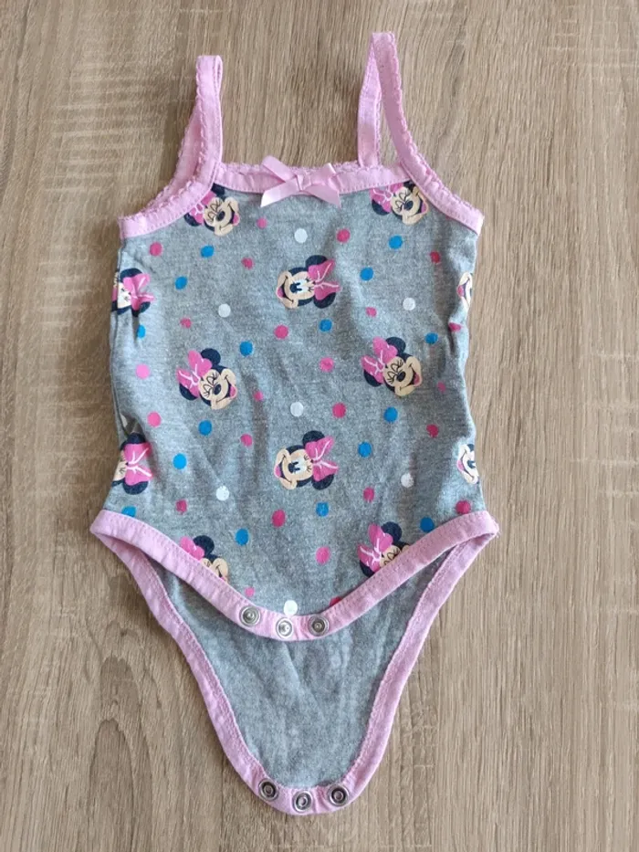 Body sans manches à bretelles gris et rose Minnie bébé fille 3 mois Disney baby