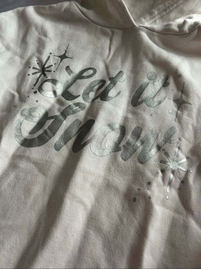 Sweat à capuche blanc crème et argenté - photo numéro 2