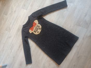 robe 8 ans hiver gris minnie manches longues fille séquins