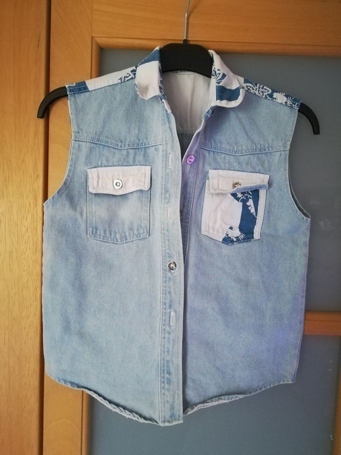 Gilet jean sans manche 10 ans fille - photo numéro 1