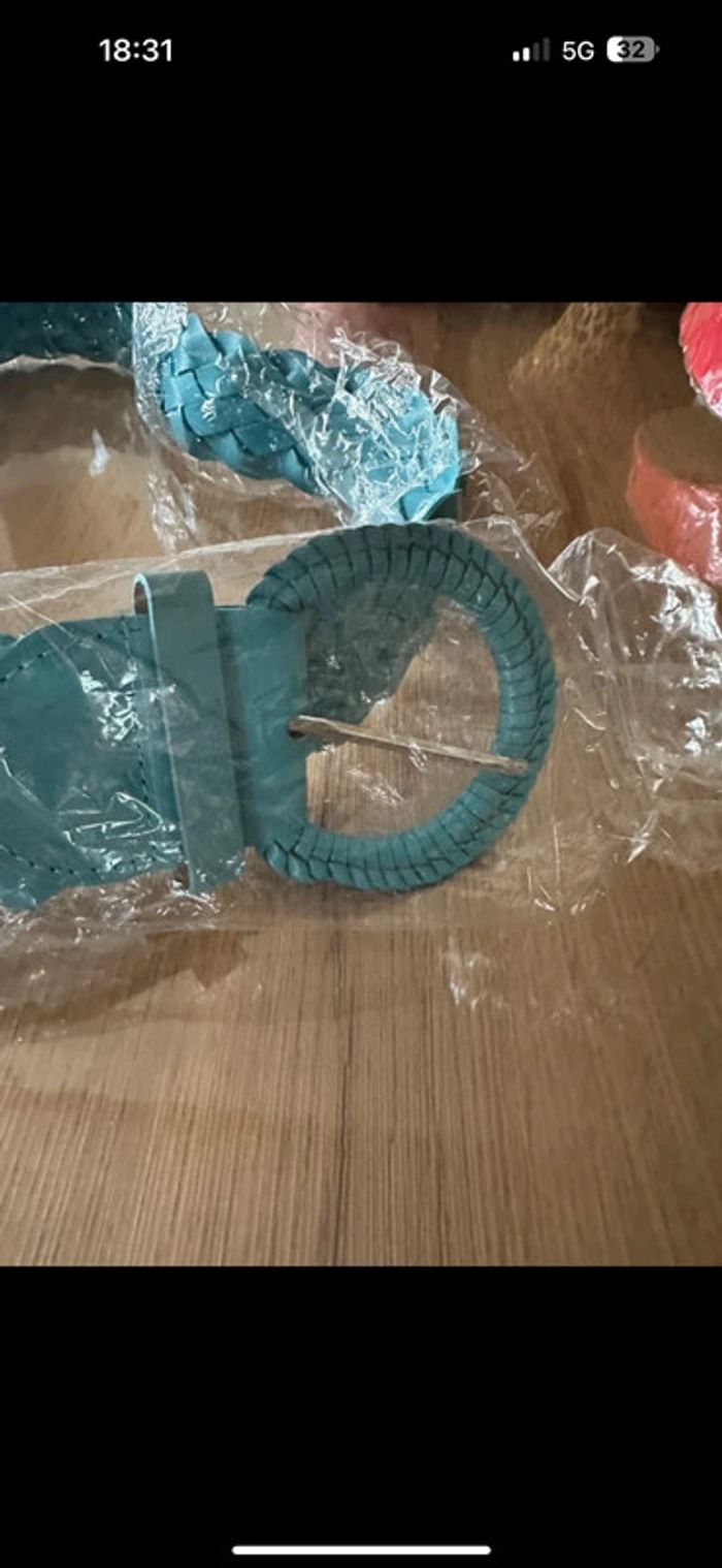 Ceinture bleu bouclé femme - photo numéro 2
