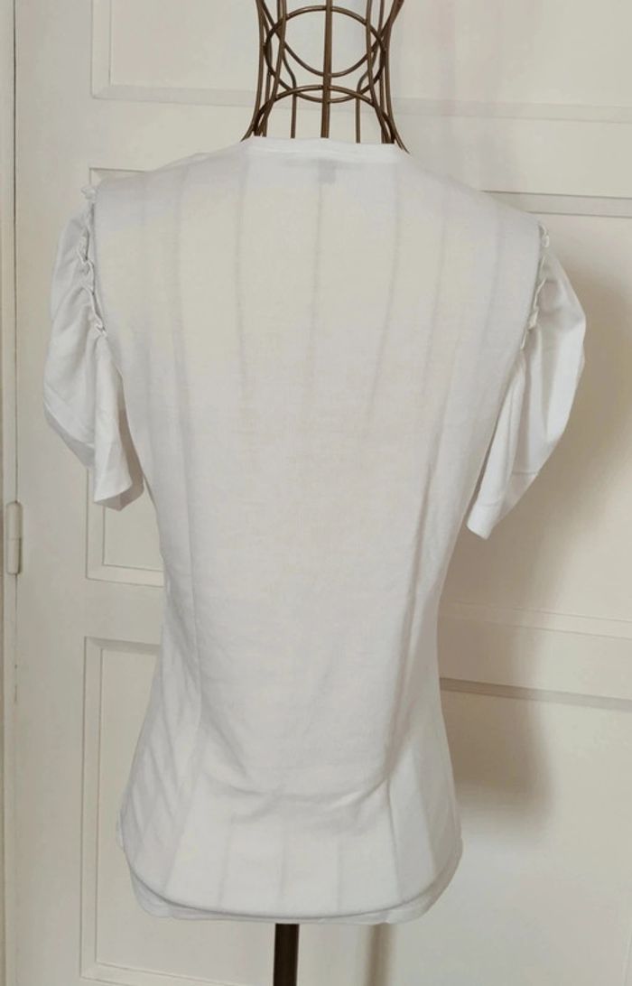 Tee-shirt blanc Etam – Manches bouffantes – Taille XS / 34 – TBE - photo numéro 2