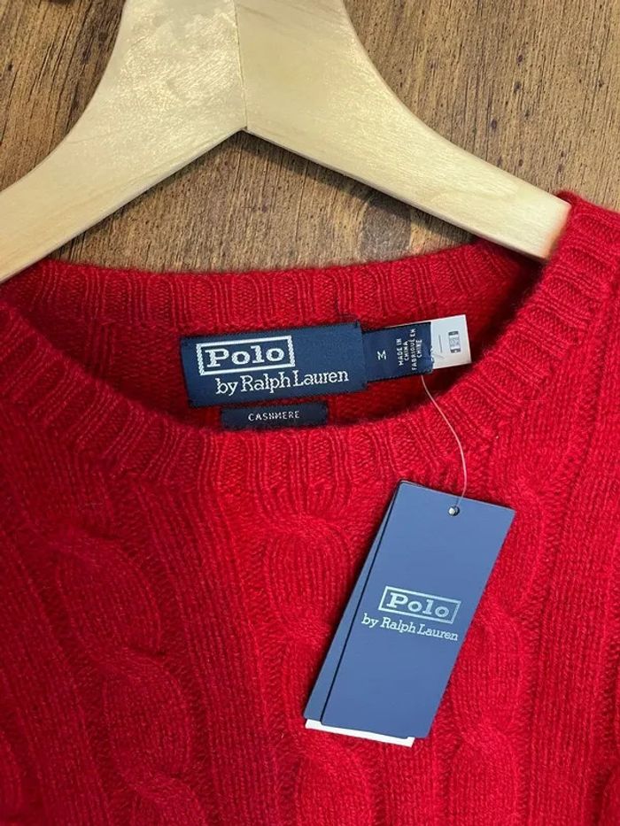 Pull col rond ralph lauren rouge torsadé cachemire QR code taille M 632 - photo numéro 7