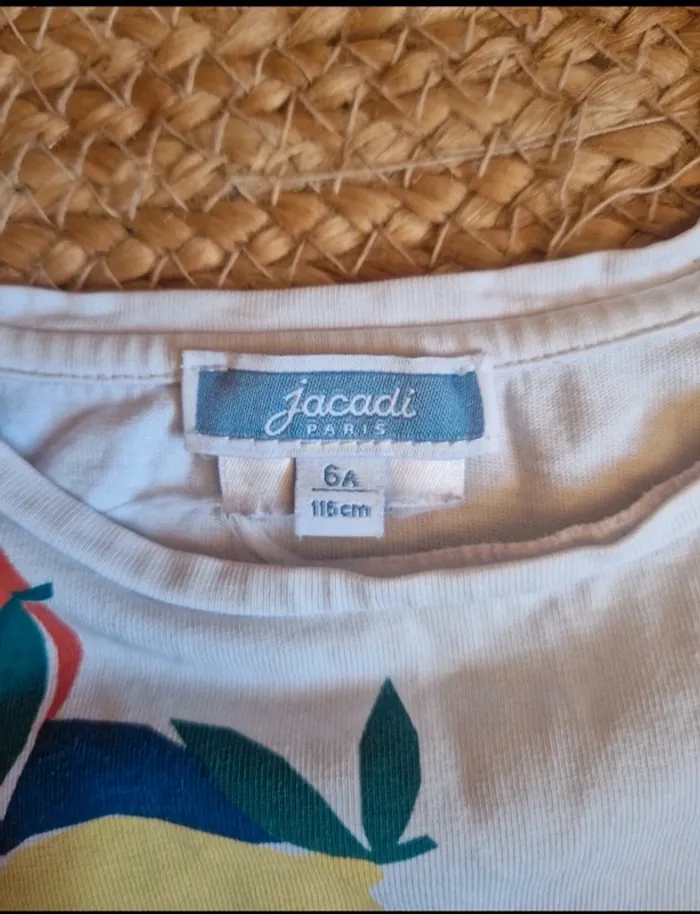 Jolie tee-shirt blanc motifs citron et orange fille jacadi 6 ans - photo numéro 5