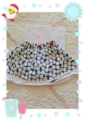 jupe fille printemps été blanche avec imprimé motif  orchestra 12 Mois