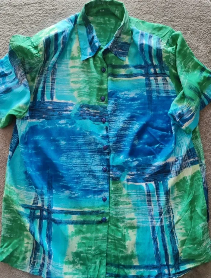 Chemisier fluide 100 % viscose – Imprimé aquarelle – Taille 48
