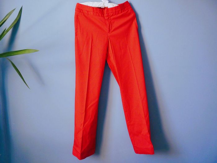 Pantalon Femme MEXX 36 S TBE Rouge rayures blanc revers - photo numéro 2