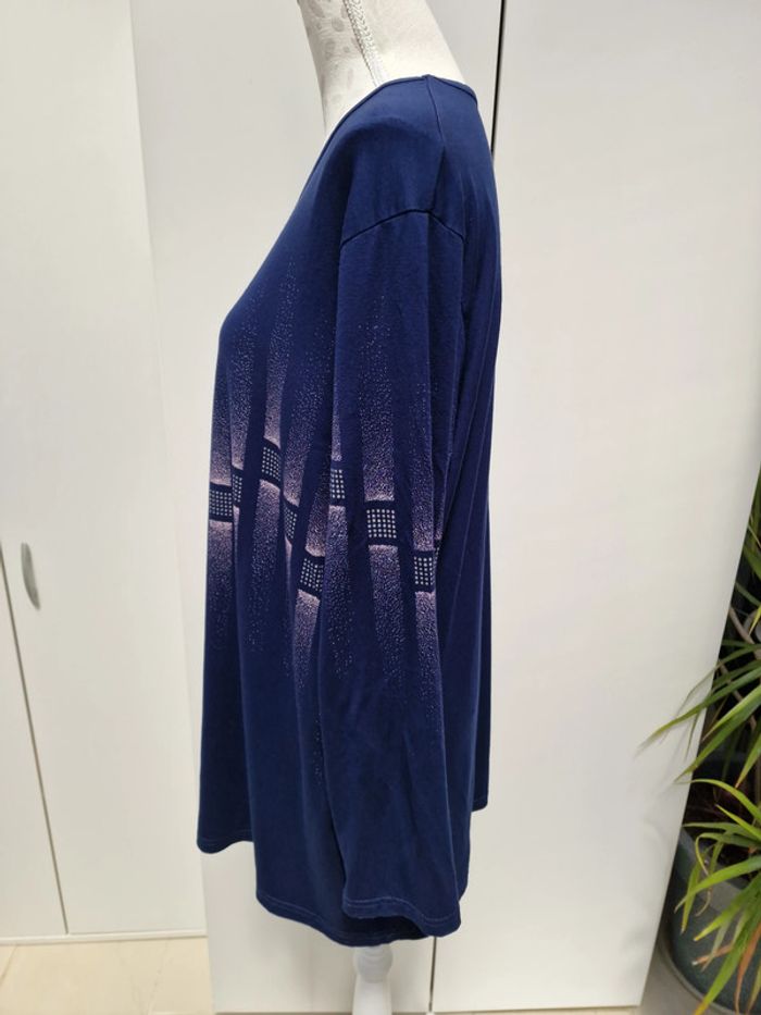 Tunique Bleu Marine Imprimé Blanc Paillettes - photo numéro 4