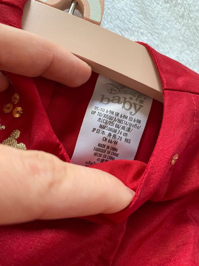 Robe de princesse rouge Minnie Disney de Noël 6-9 mois - photo numéro 5