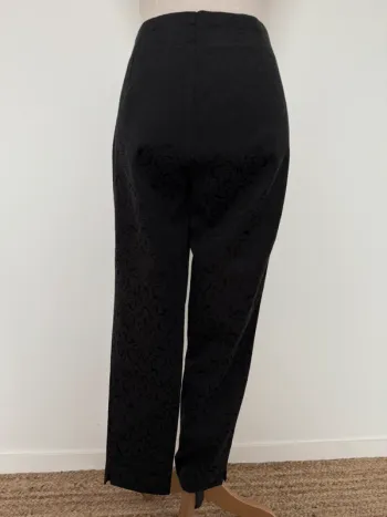 Pantalon legging noir 40 droit long jacquard tailleur costume pantaloni pantalones tailleur Calças
